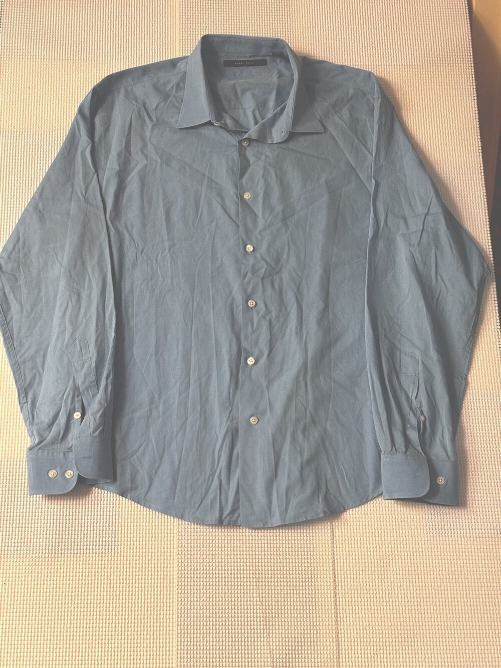 Perry Ellis Men Button Up Shirt 2XL Blue Long Sleeve
